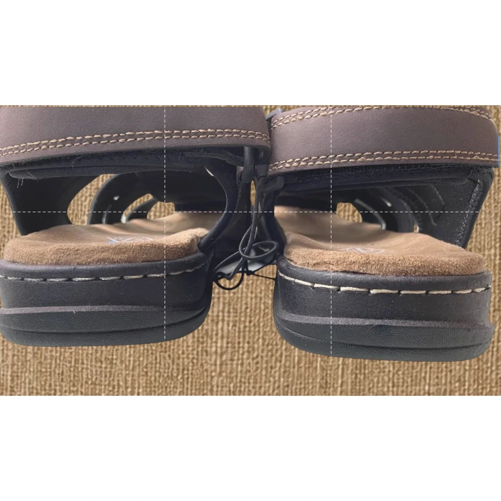 St. John’s Bay Mens 12M Brown Fisherman Sandals DRY+COOL Memory Foam NWT